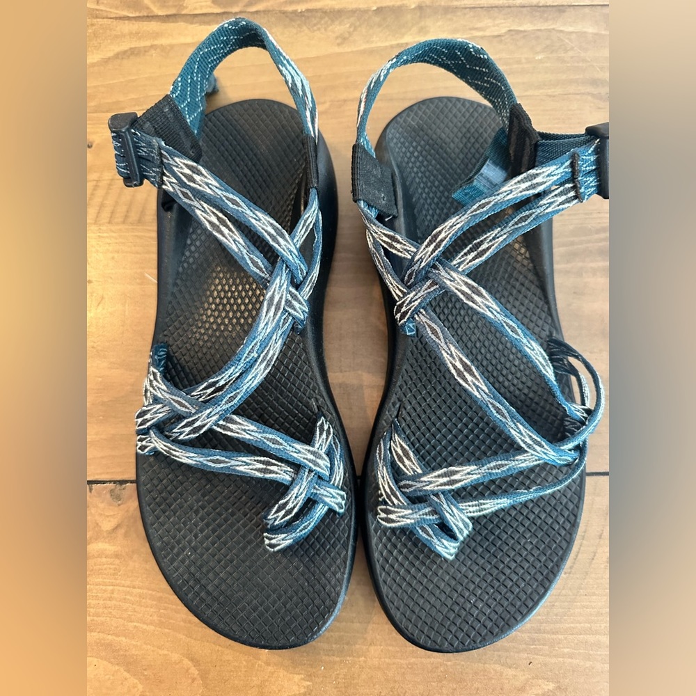 Women’s Chaco ZX3 Sport Sandal - teal/black/white print - size 11
